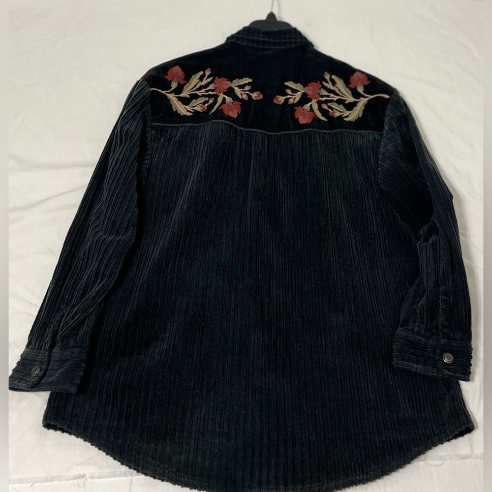 Free People Corduroy Embroidered Jacket Small BoHo Chick Vintage Inspired - Picture 2 of 9